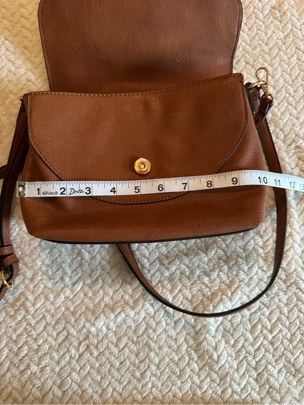 Brown LC Lauren Conrad Blair crossbody bag rose gold-tone and adjustable strap